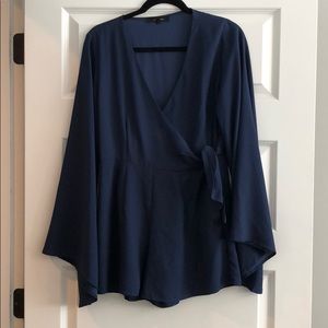 Bell sleeved, blue Romper